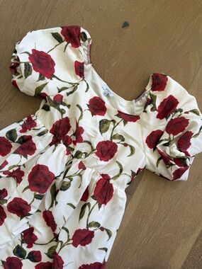 Palladium White Midi Dress with Red Rose Print
